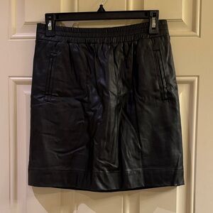 LOFT Black Faux Leather Elastic-Waist Mini Skirt